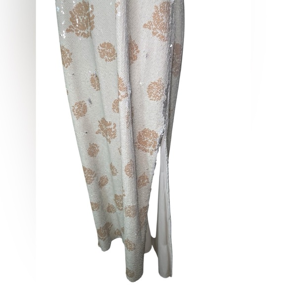 Marina Moscone Ivory Reversible Sequin Silk Midi Dress NWT Size 2 - Picture 5 of 7